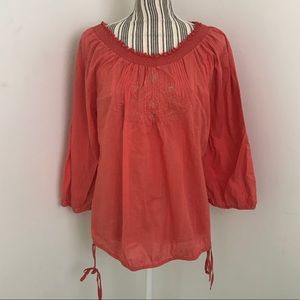Lucky Brand Embroidered boho peasant top